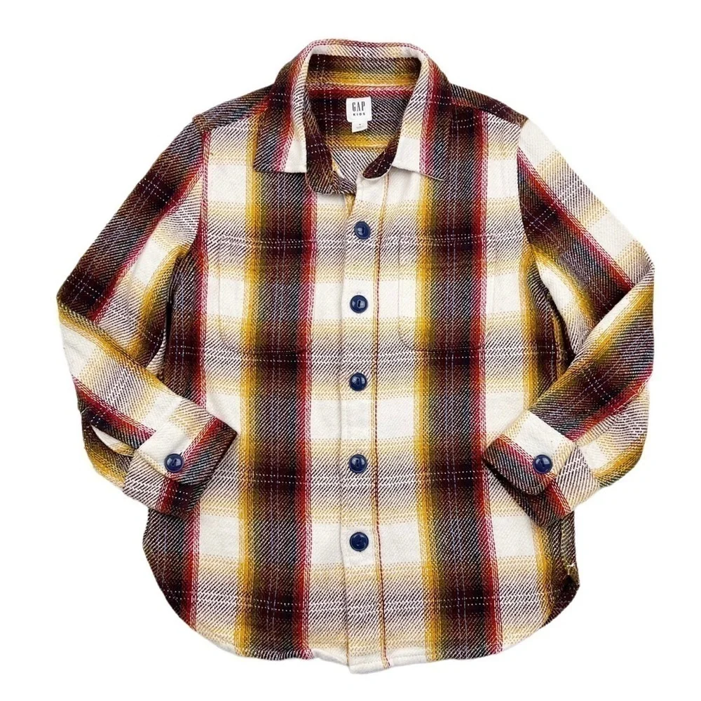 Gap boys woven plaid shirt over shirt S 6/7